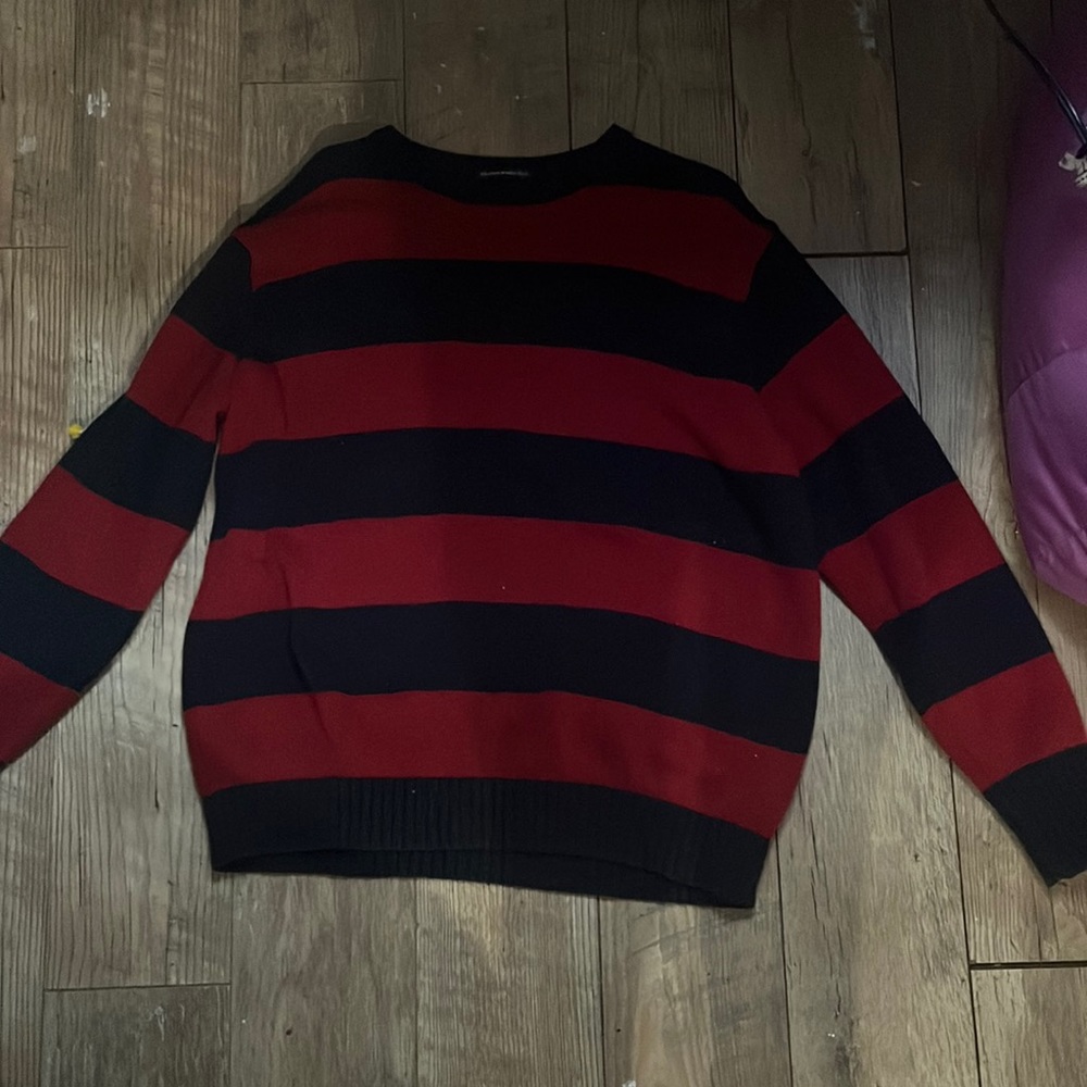 Brianna cotton thick stripe sweater red and navy blue